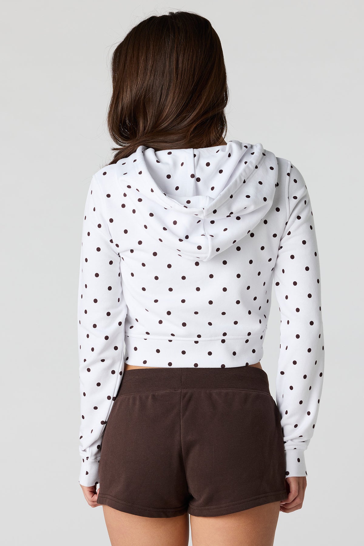 Alt View 2. Luxe French Terry 2 Way Zip-Up Cropped Hoodie - White