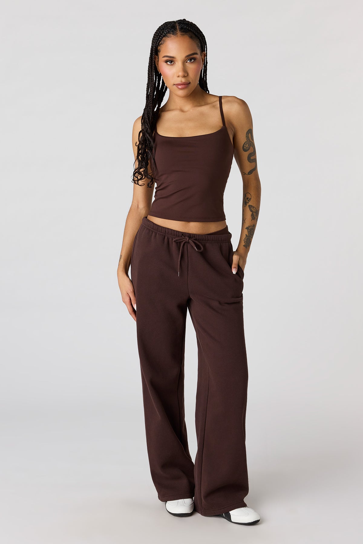 Luxe Fleece Low Rise Baggy Sweatpant - Brown