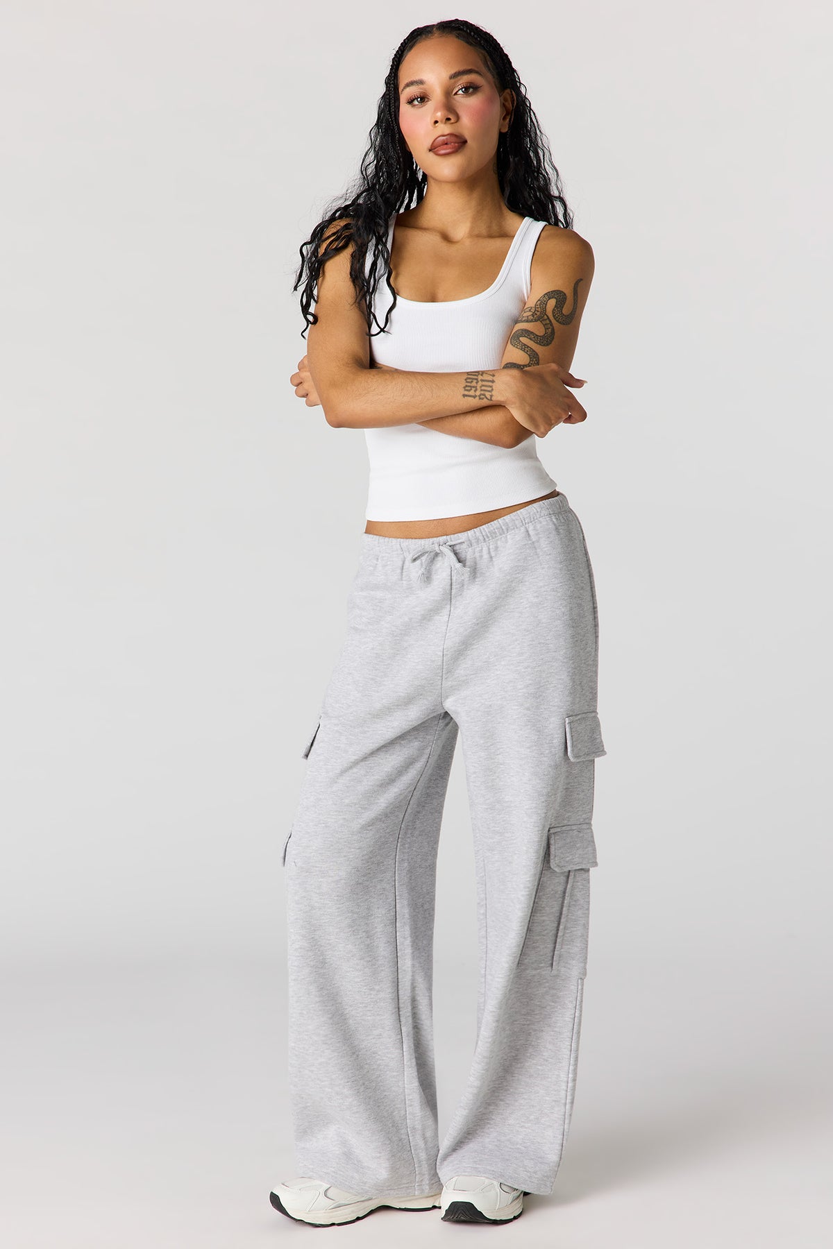 Luxe Fleece Wide Leg Sweatpant - Heather Grey