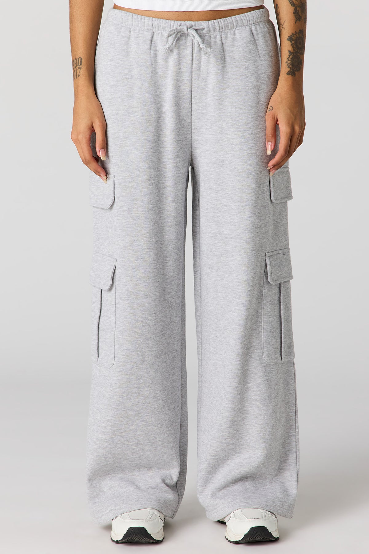 Alt View 2. Luxe Fleece Wide Leg Sweatpant - Heather Grey