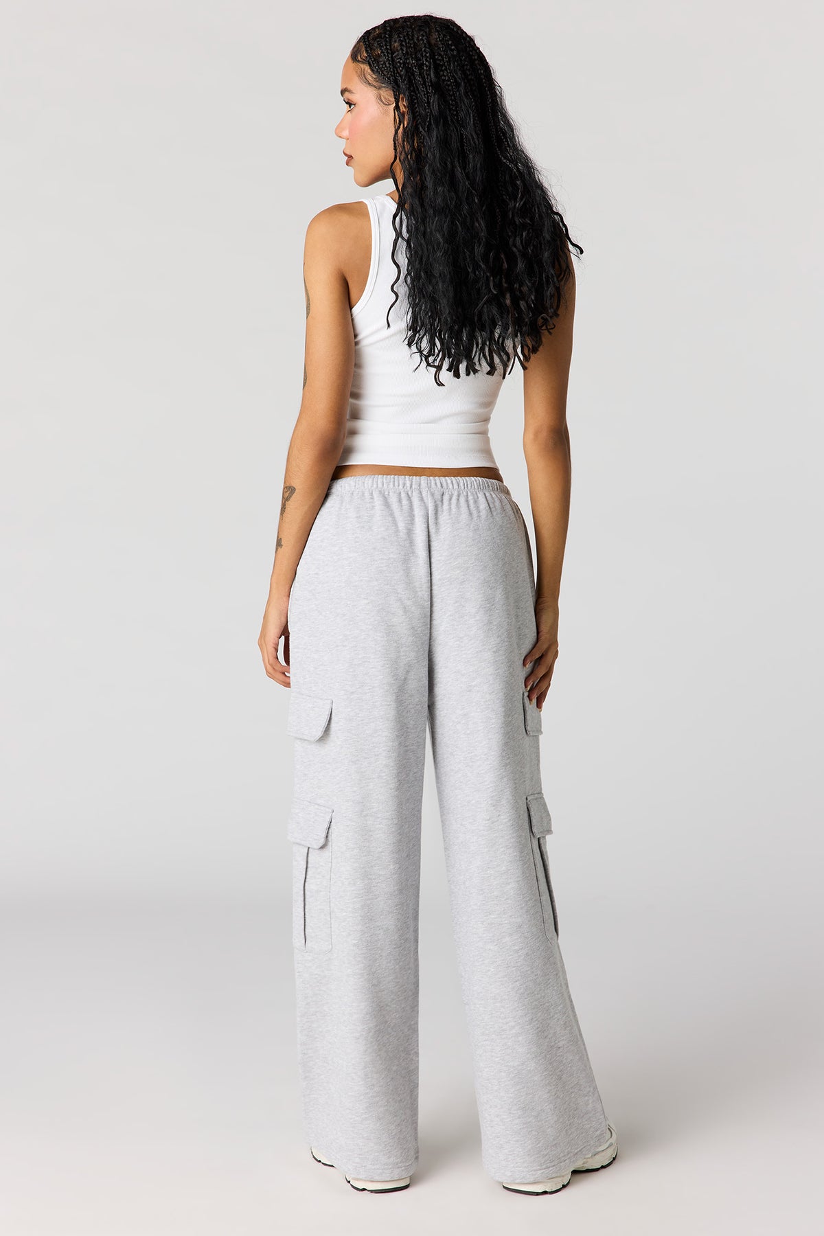 Alt View 3. Luxe Fleece Wide Leg Sweatpant - Heather Grey