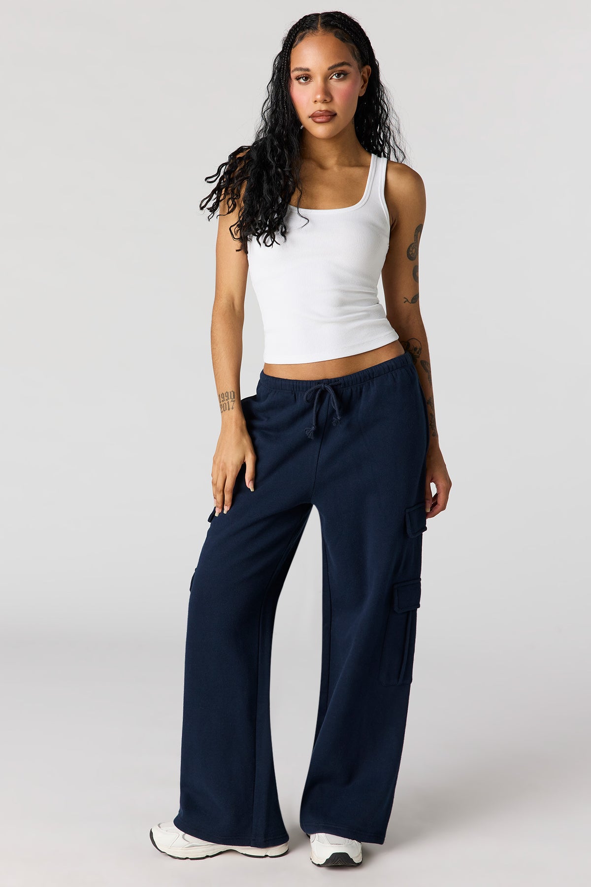 Pantalon d'entraînement à jambe large en molleton de luxe