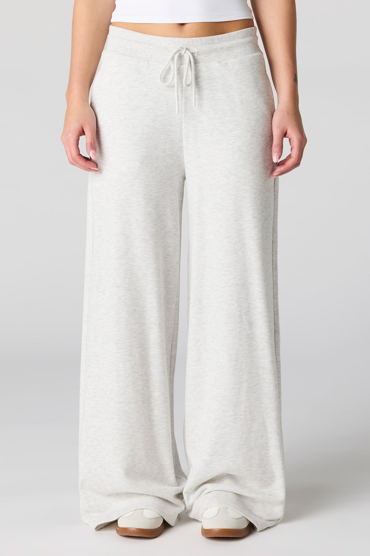 Alt View 2. Luxe French Terry Ultra Wide Leg Pant - Light Grey