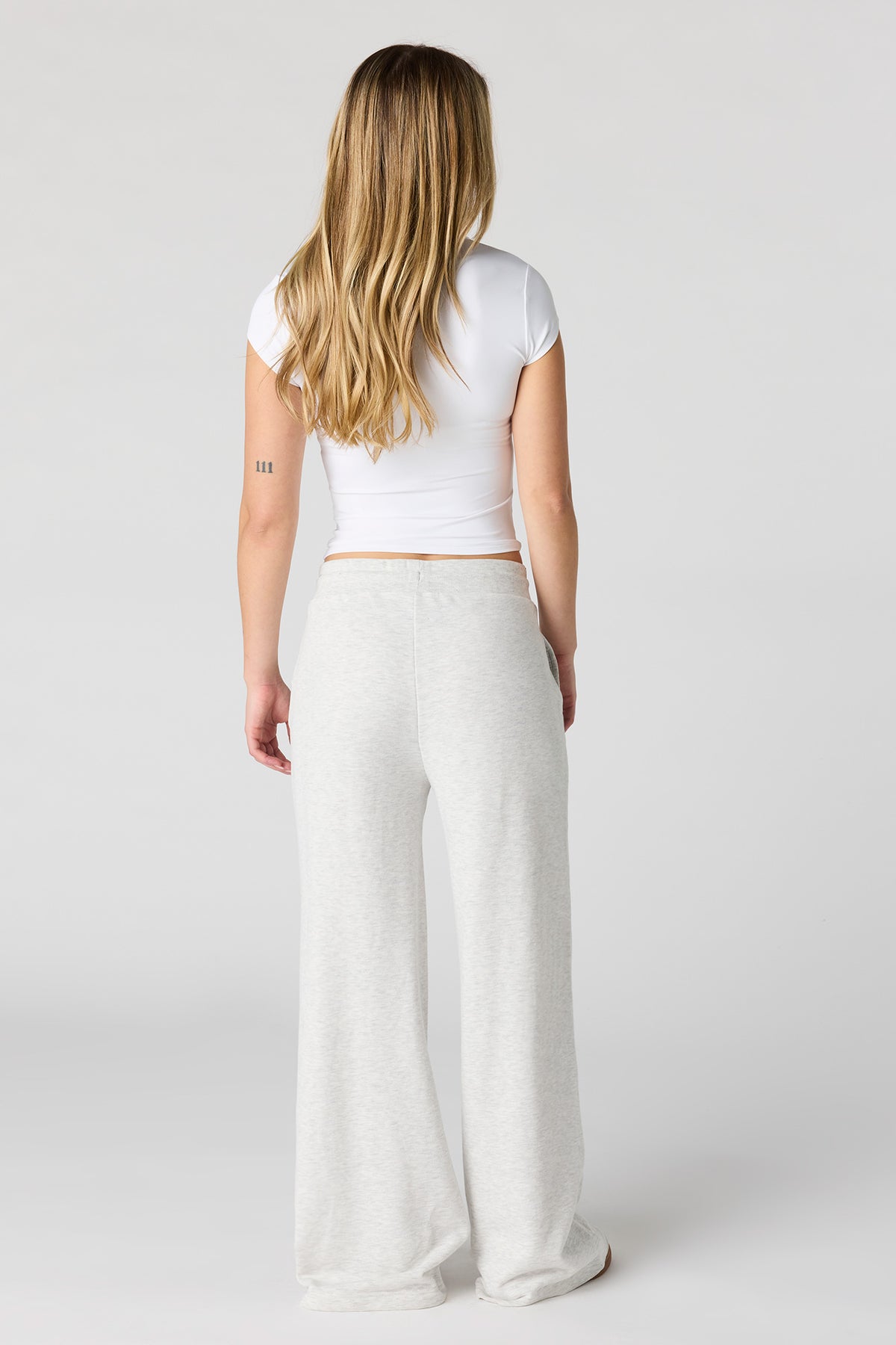 Alt View 3. Luxe French Terry Ultra Wide Leg Pant - Light Grey