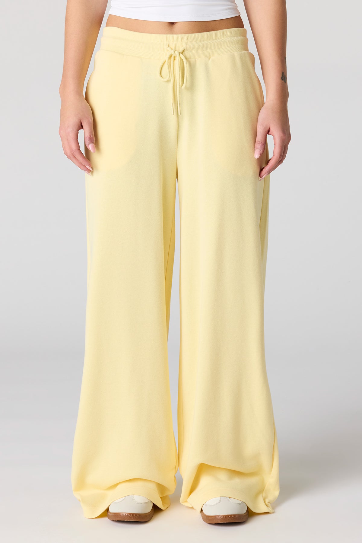 Alt View 2. Luxe French Terry Ultra Wide Leg Pant - Yellow