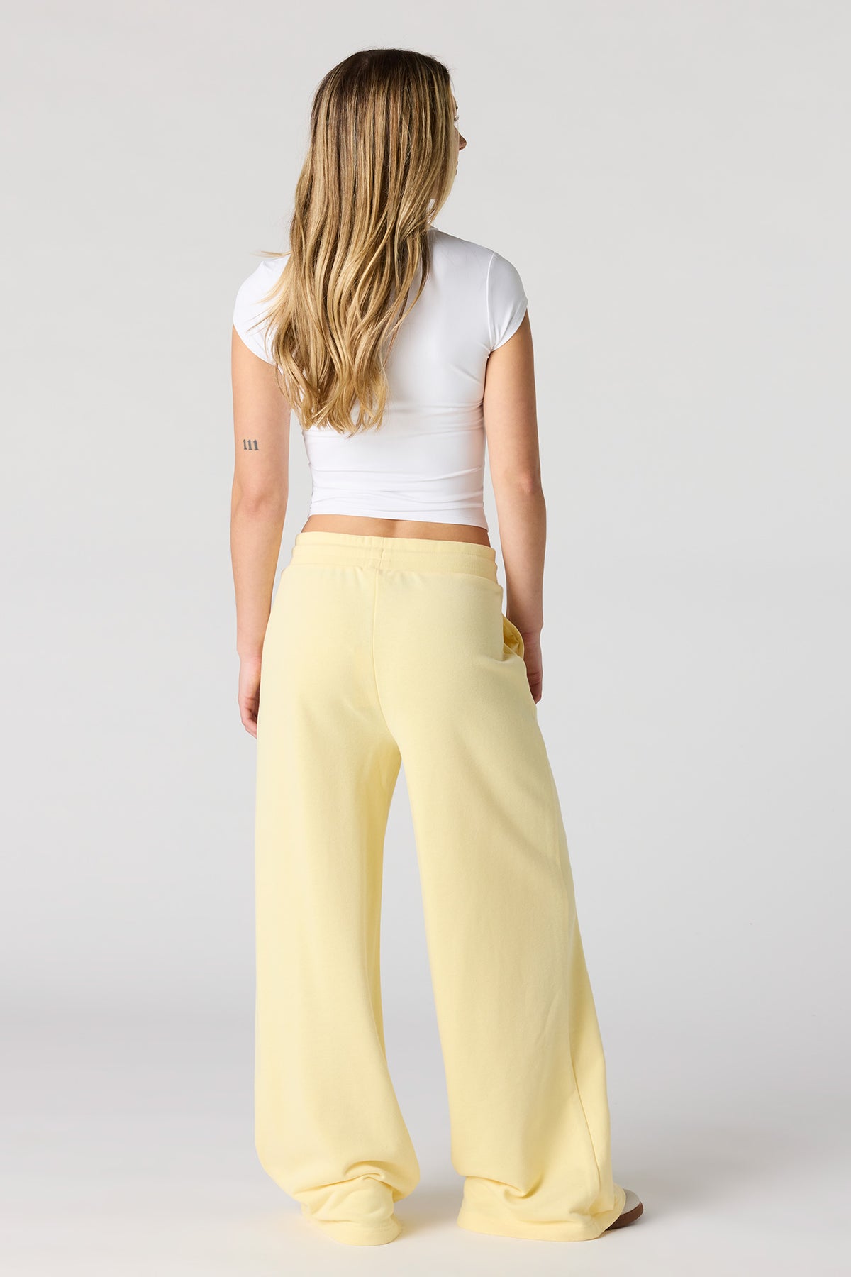 Alt View 3. Luxe French Terry Ultra Wide Leg Pant - Yellow