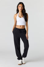 Jogger en tissu bouclé de luxe à taille basse
