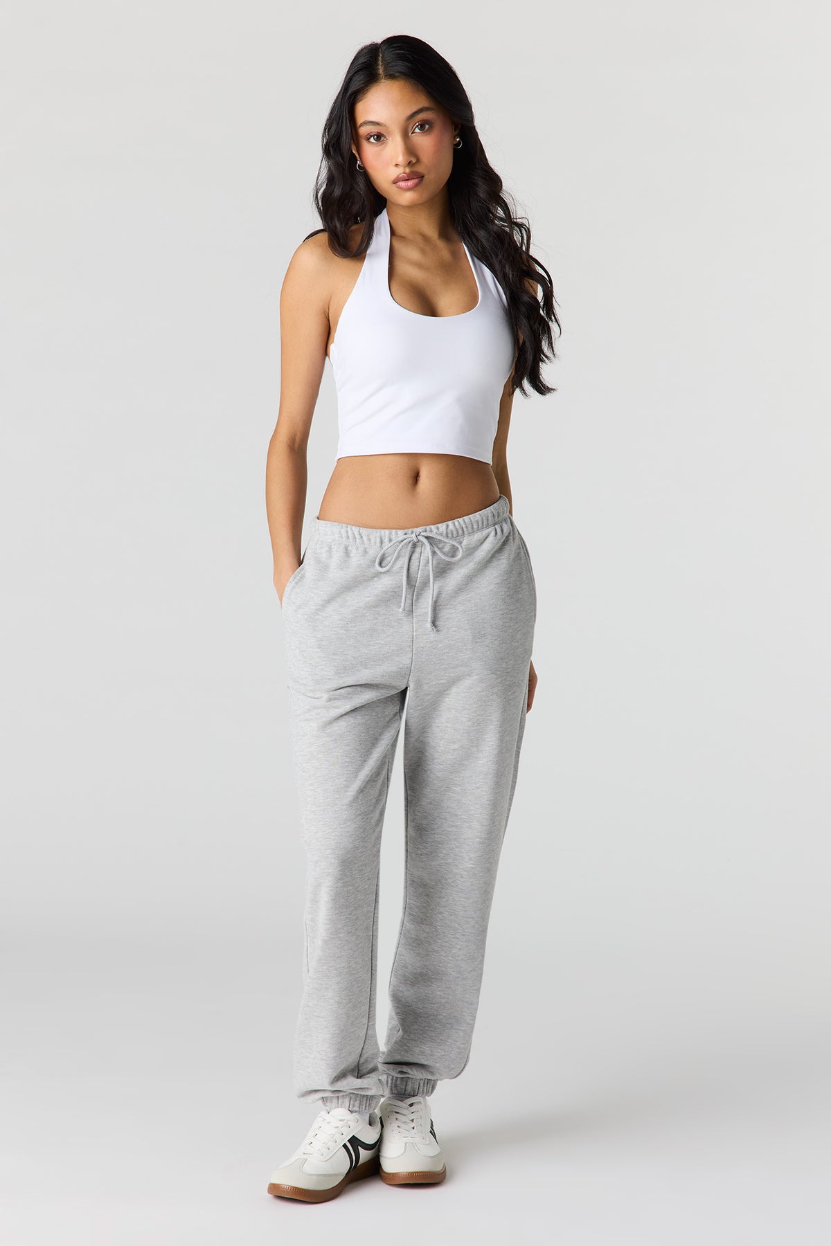 Jogger en tissu bouclé de luxe à taille basse