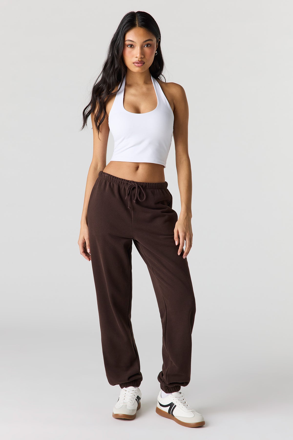 Jogger en tissu bouclé de luxe à taille basse