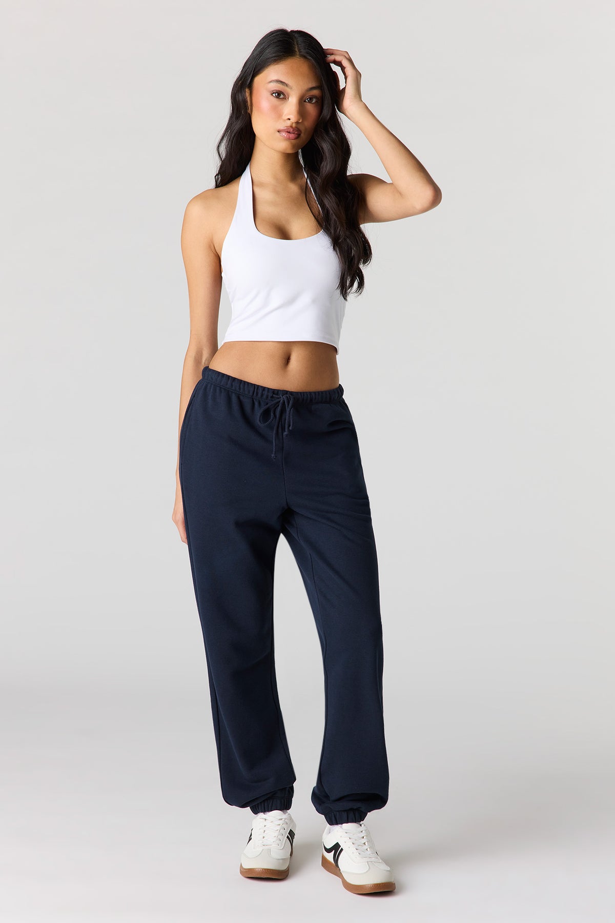 Jogger en tissu bouclé de luxe à taille basse