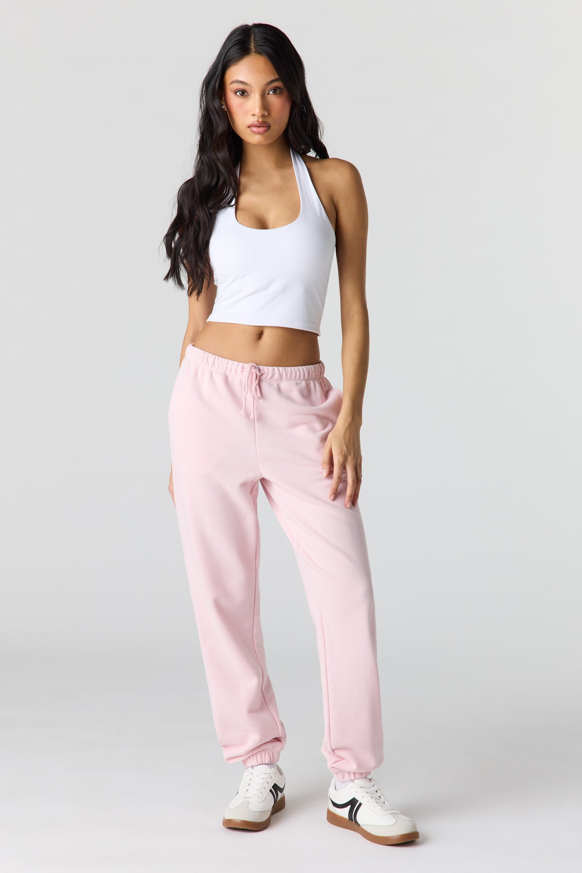 Jogger en tissu bouclé de luxe à taille basse