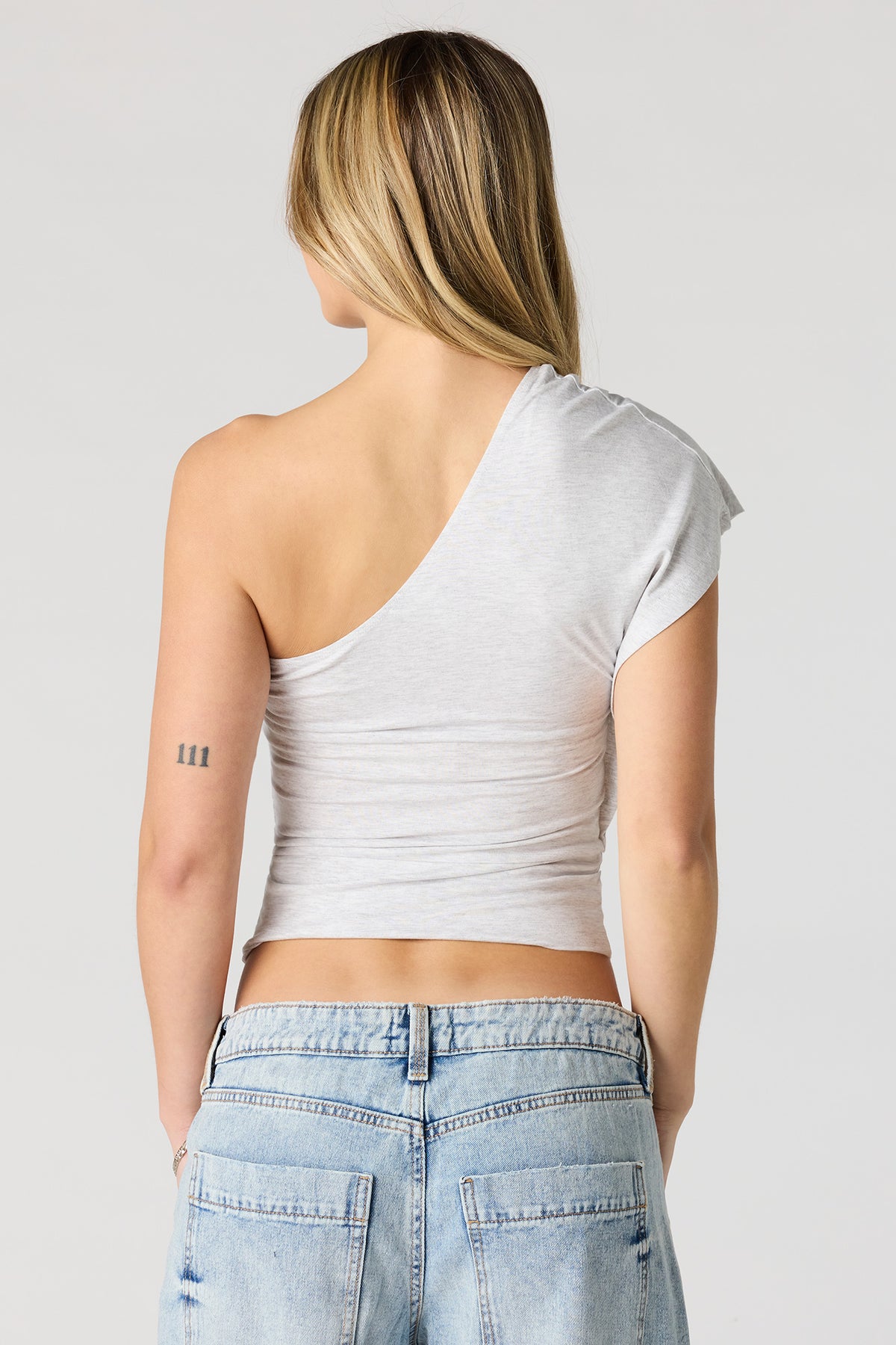 Alt View 2. Dolman Short Sleeve Top - Light Grey