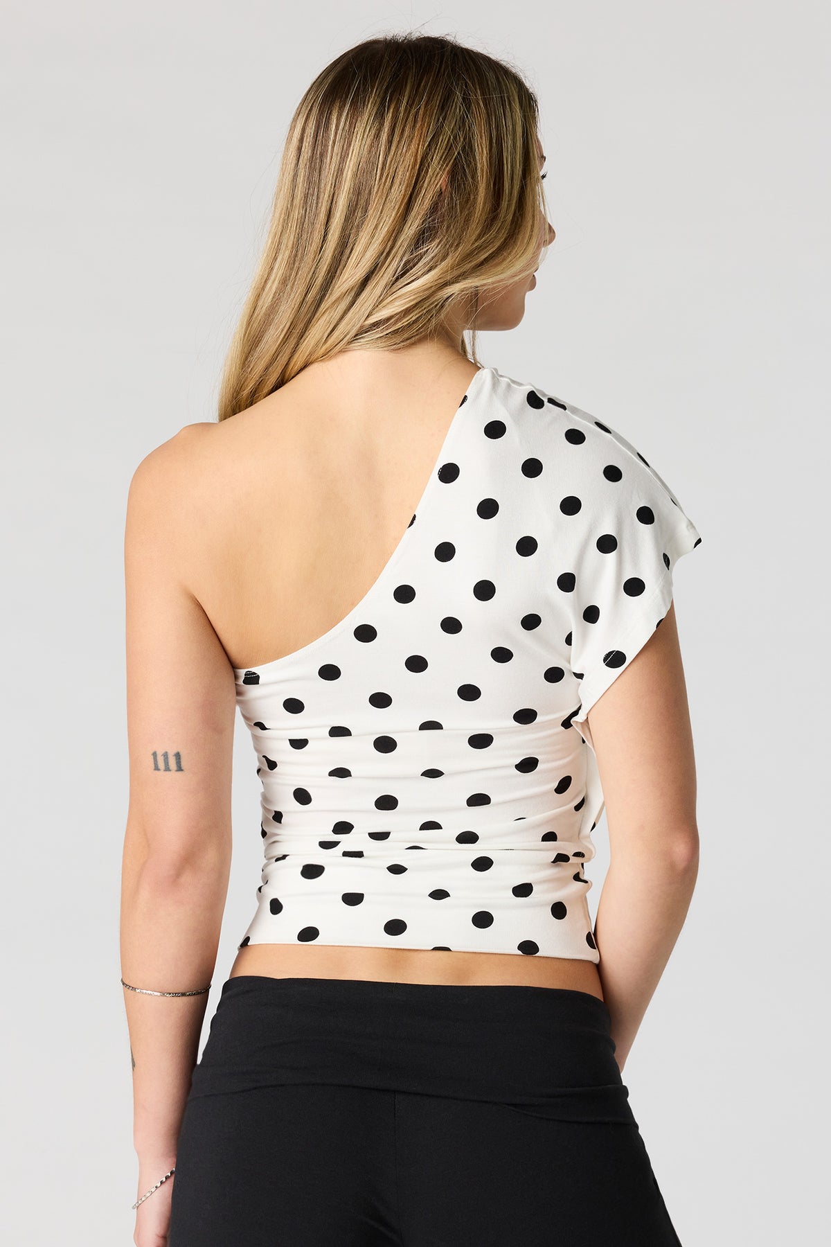 Alt View 2. Dolman Short Sleeve Top - Black with White
