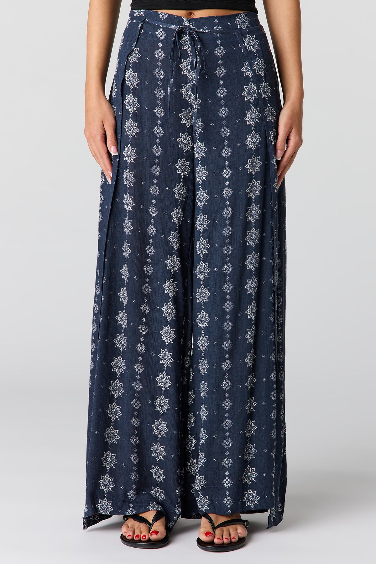 Alt View 2. Wrap Palazzo Pant - Navy