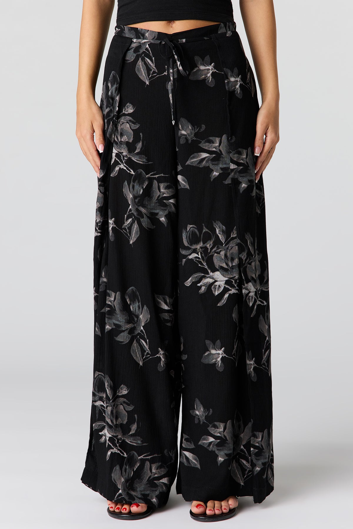 Alt View 2. Wrap Palazzo Pant - Black with White