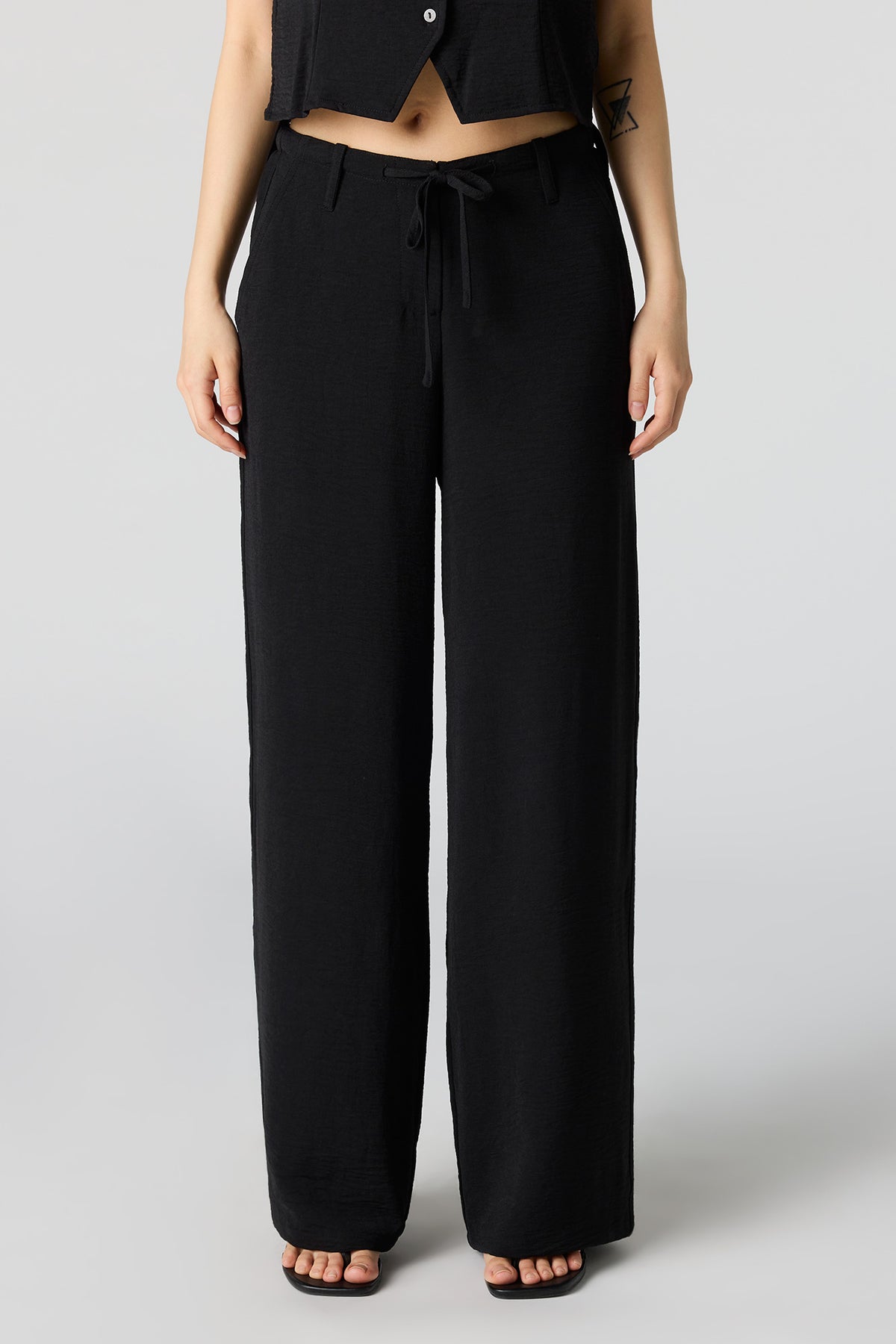 Alt View 2. Flowy Drawstring Dress Pant - Black