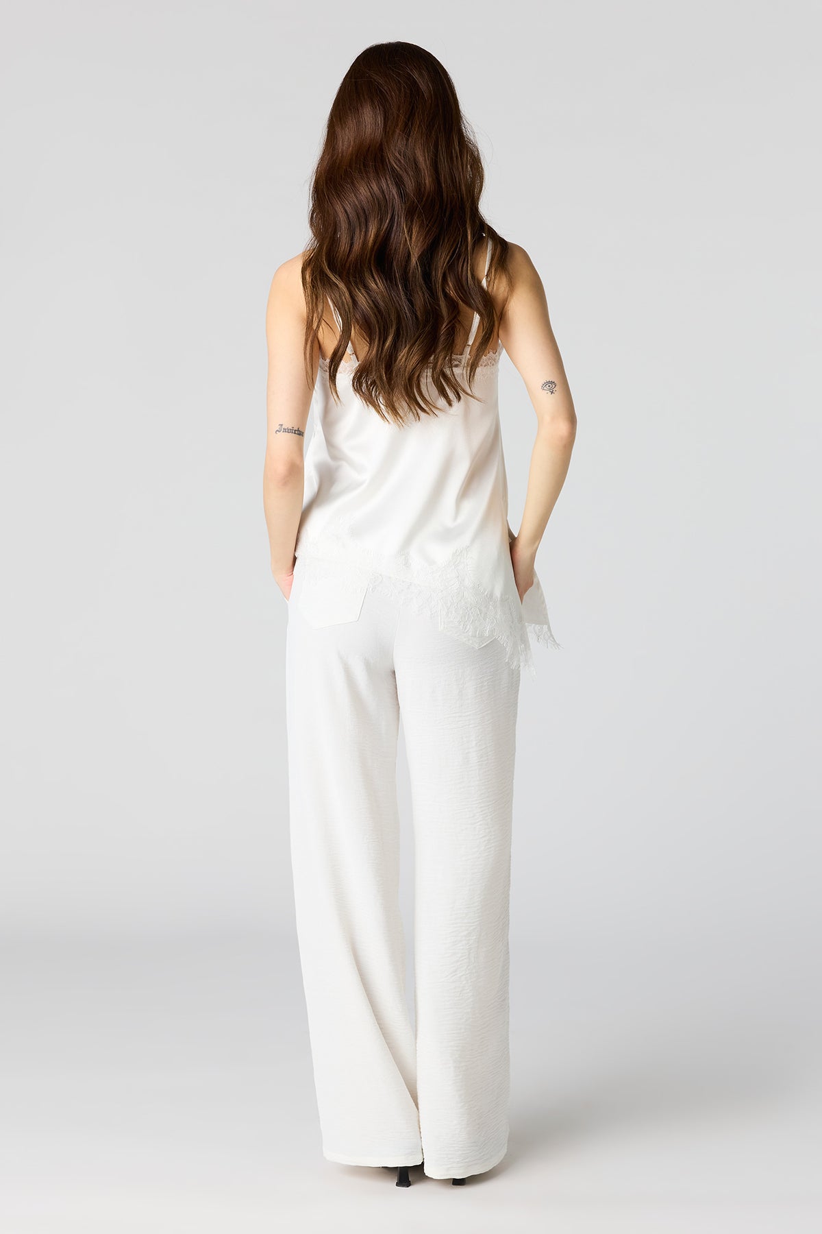 Alt View 3. Flowy Drawstring Dress Pant - White