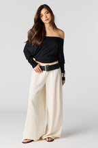 Pantalon à jambe large texturé fluide