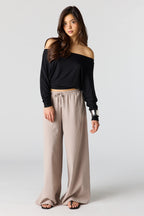 Pantalon à jambe large texturé fluide