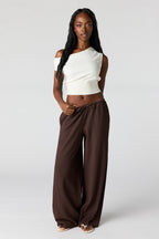 Textured Flowy Wide Leg Pant