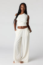Textured Flowy Wide Leg Pant