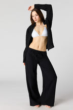 Textured Flowy Wide Leg Pant