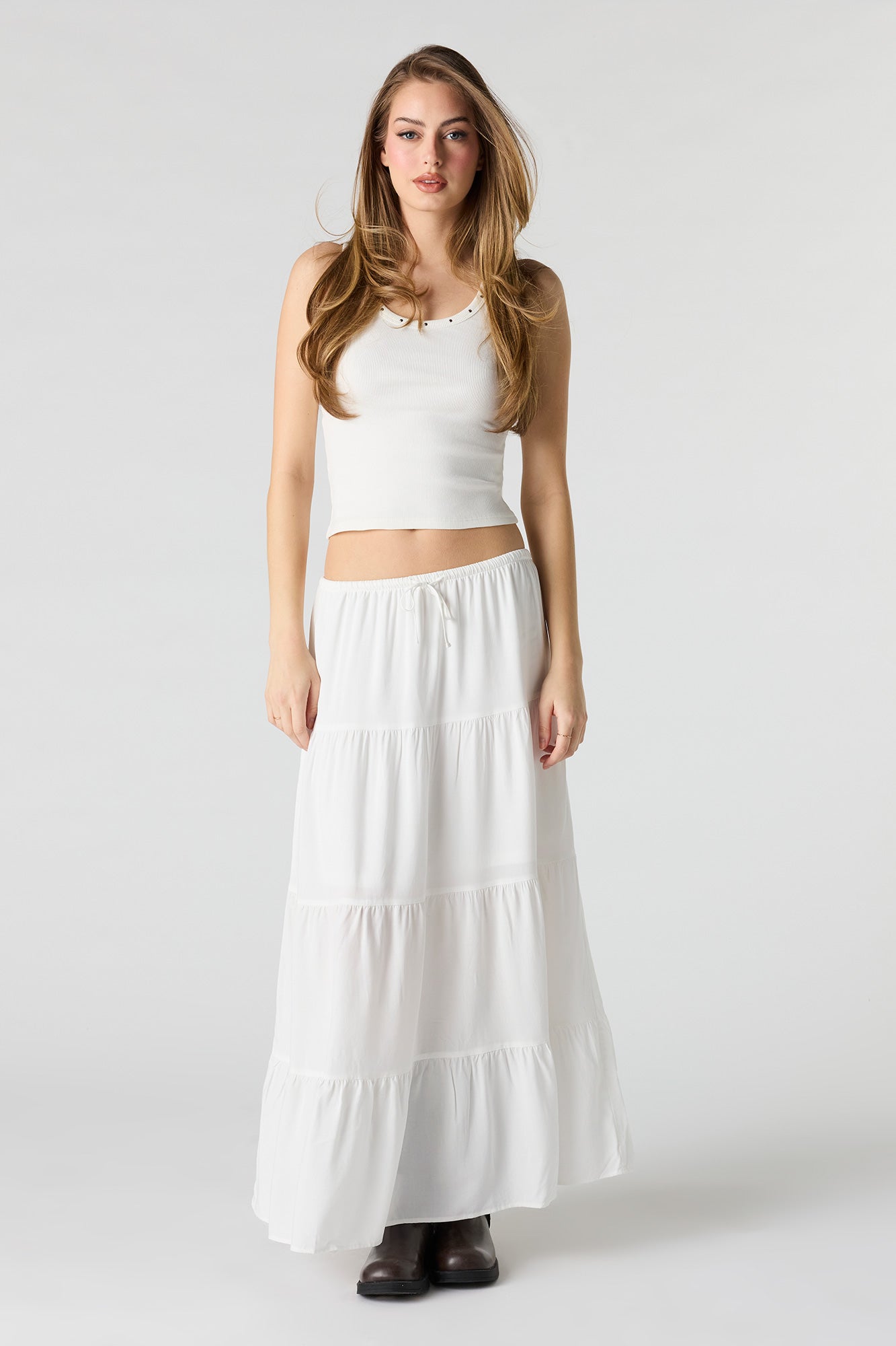 Drawstring Tiered Maxi Skirt – Urban Planet