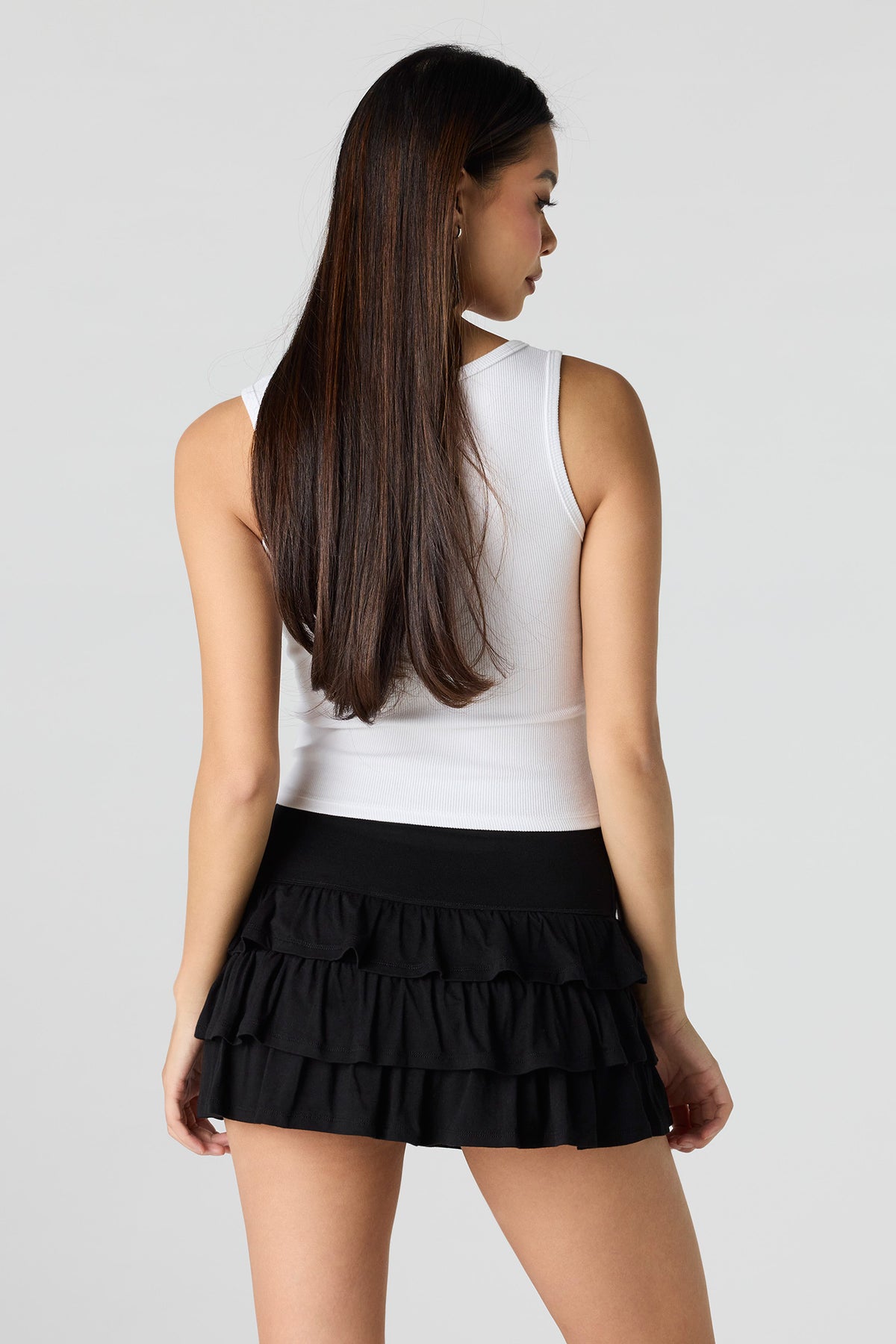 Alt View 2. Tiered Ruffle Mini Skort - Black