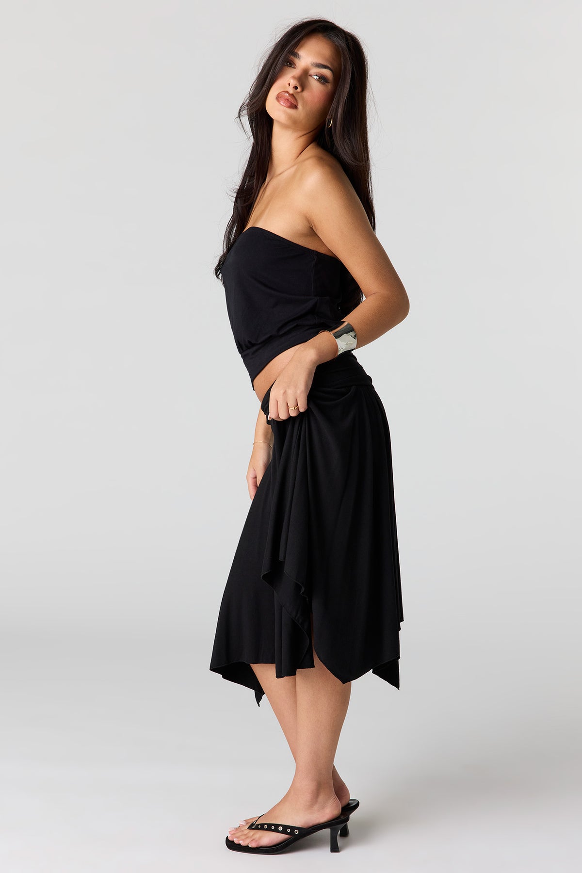 Alt View 2. Asymmetrical Midi Skirt - Black