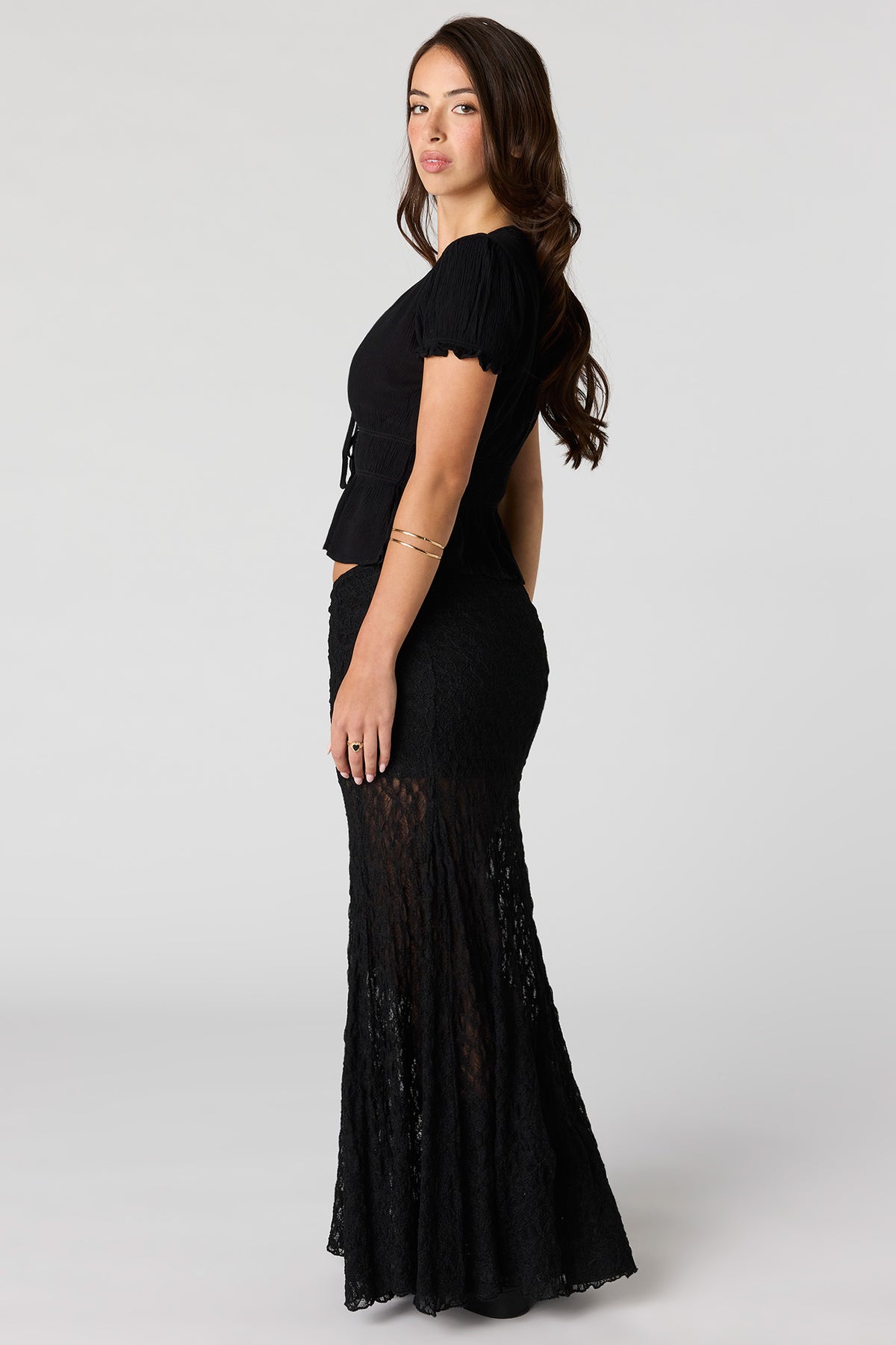 Alt View 3. Lace Maxi Skirt - Black