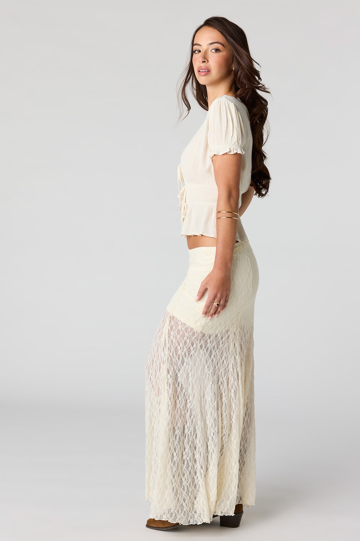 Alt View 2. Lace Maxi Skirt - Ivory