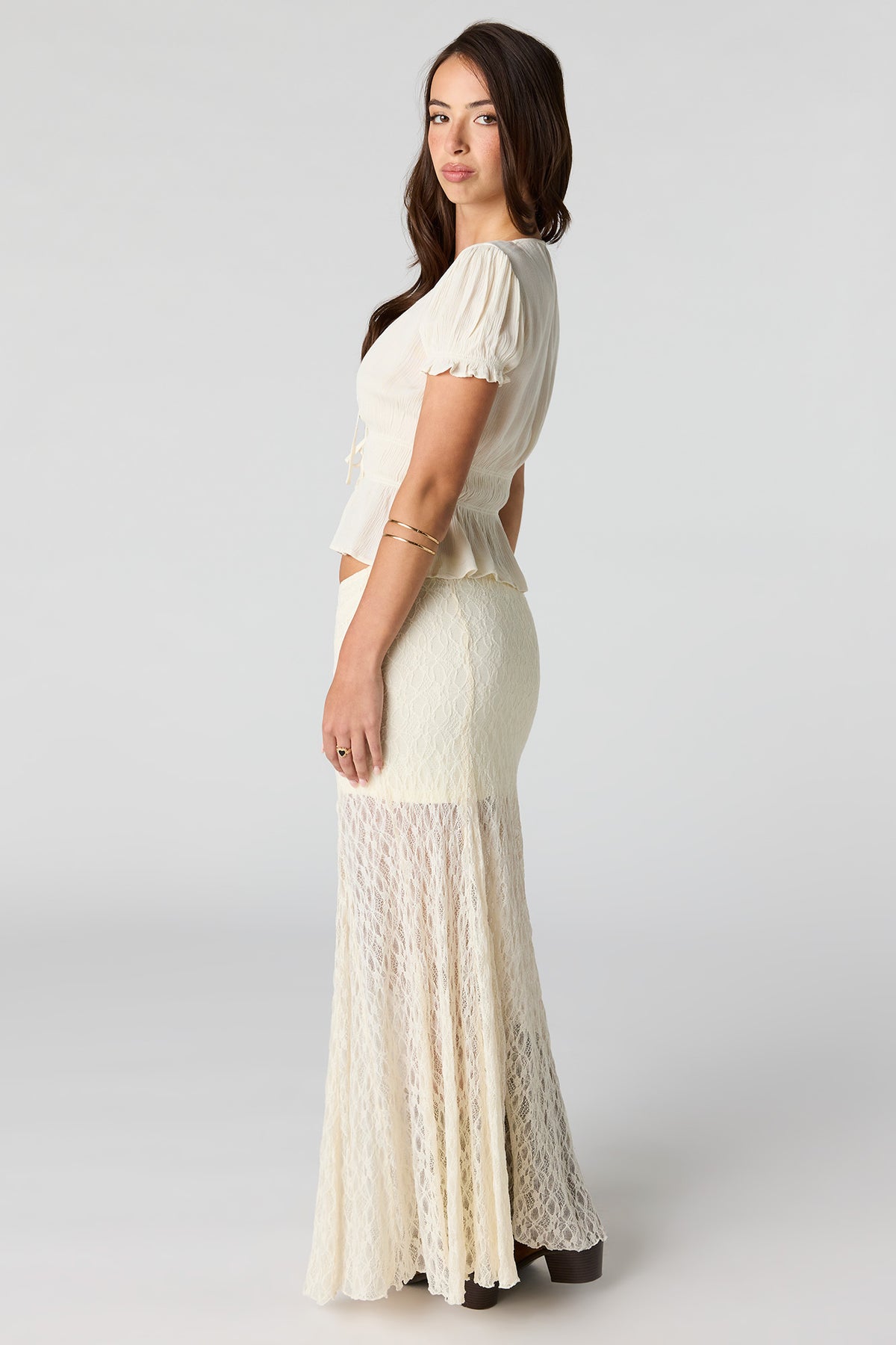 Alt View 3. Lace Maxi Skirt - Ivory