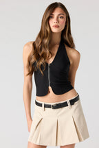 Jupe-short plissée avec ceinture