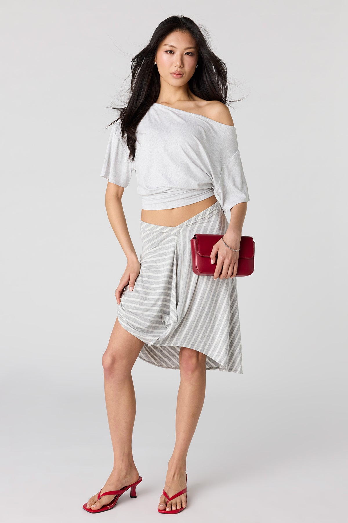 Asymmetrical Midi Skirt - Heather Grey
