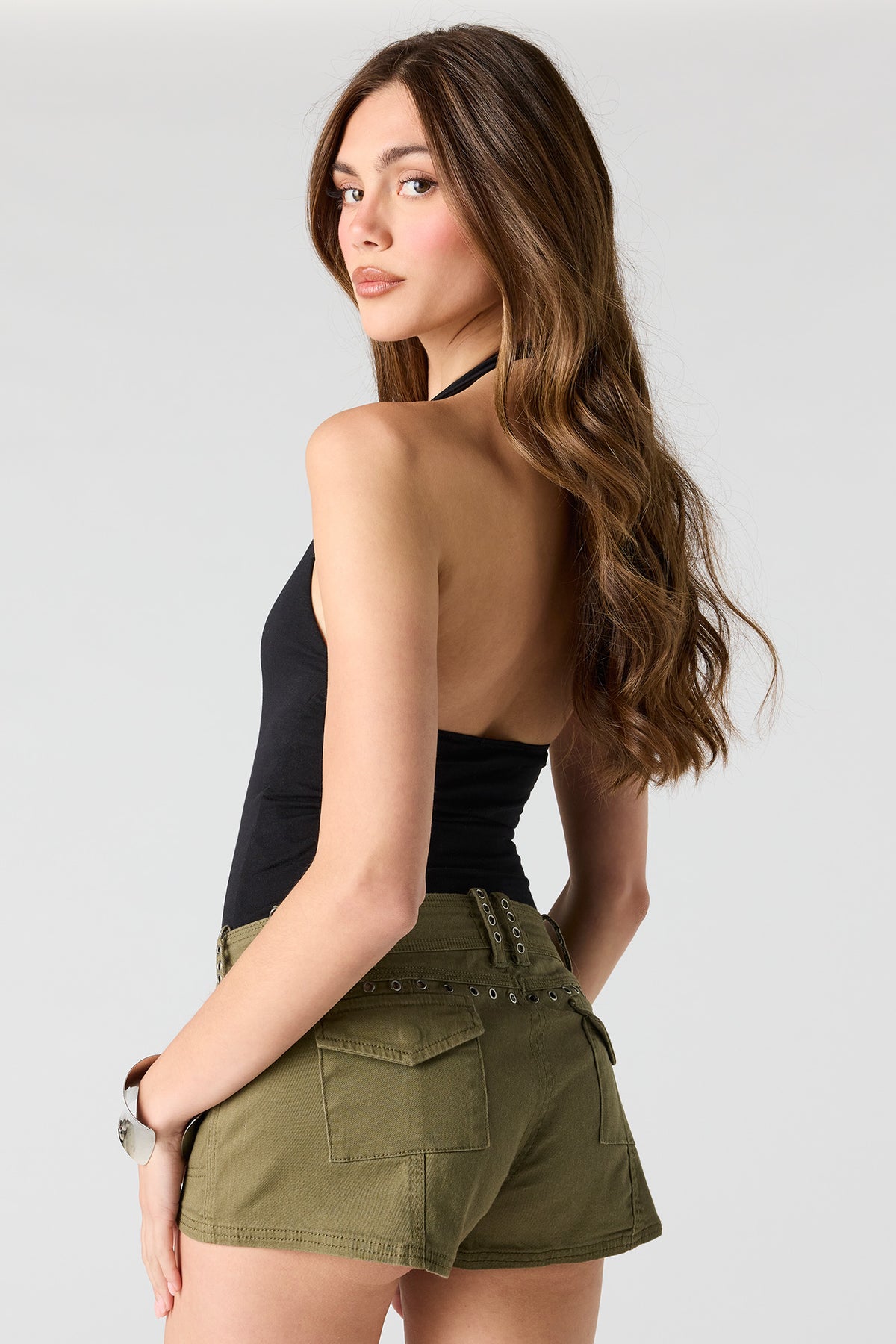 Alt View 2. Eyelet Micro Short - Dark Green
