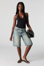 Jort délavé moyen vintage à taille basse 13 po