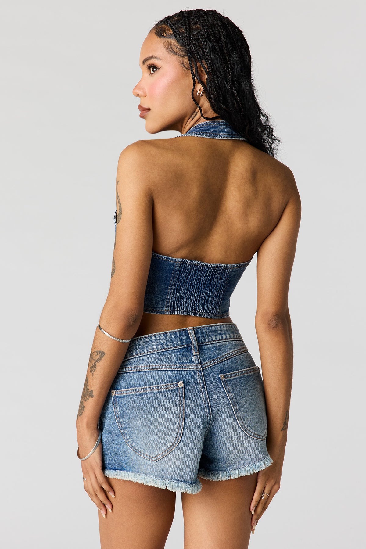 Vue alternative 2. Short Cali en denim vintage déchiré à taille basse