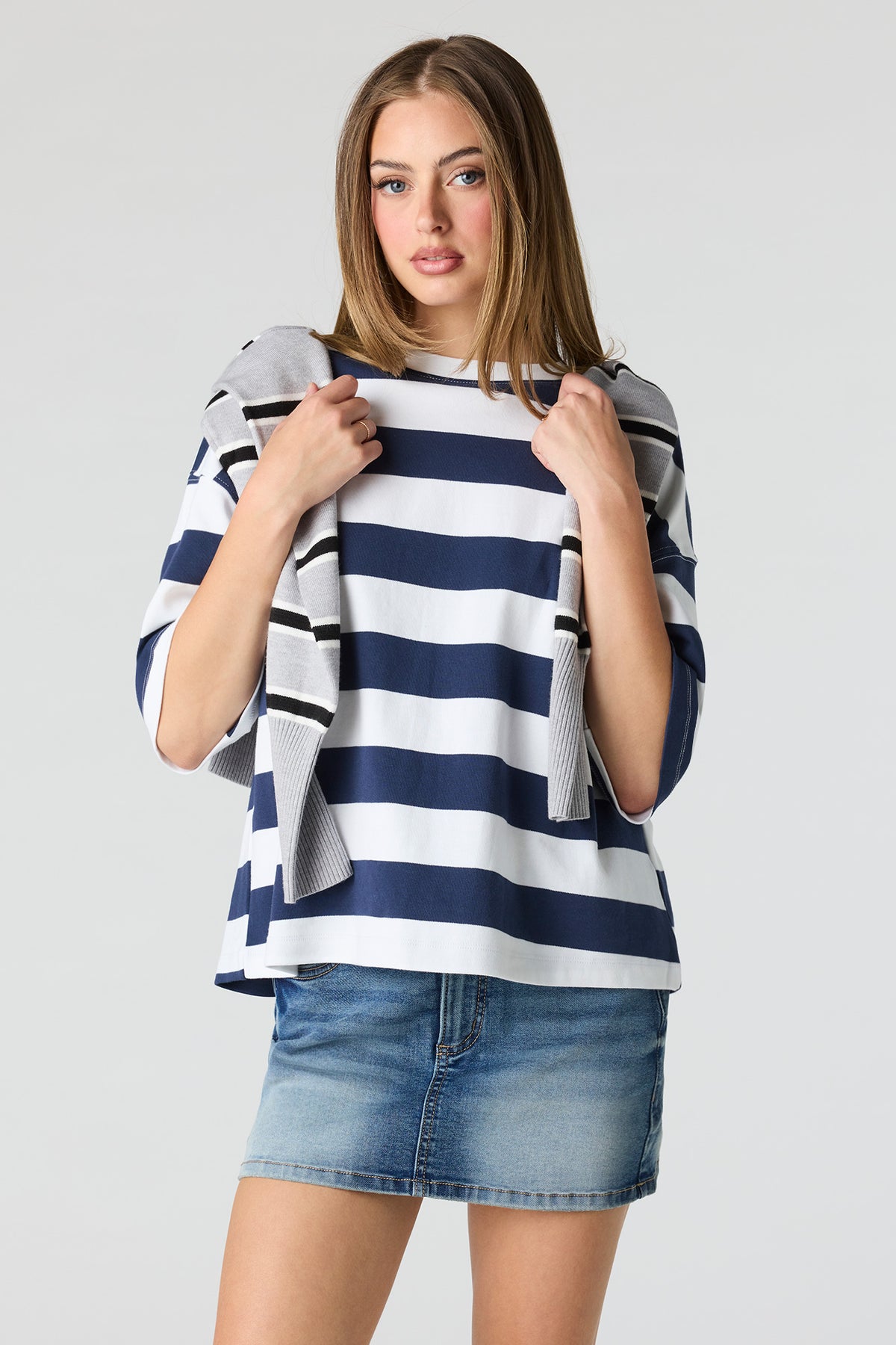 Low Rise Denim Micro Skort - Denim Blue