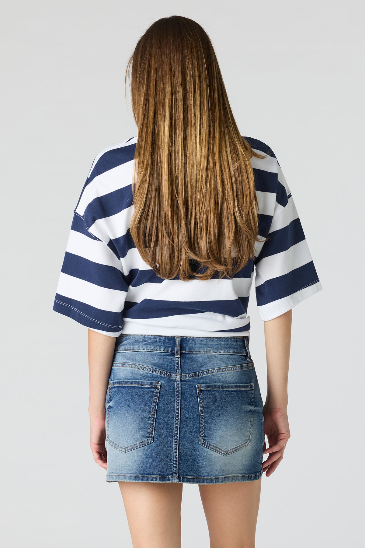 Alt View 2. Low Rise Denim Micro Skort - Denim Blue