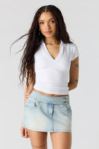 Microjupe-short en denim à taille basse