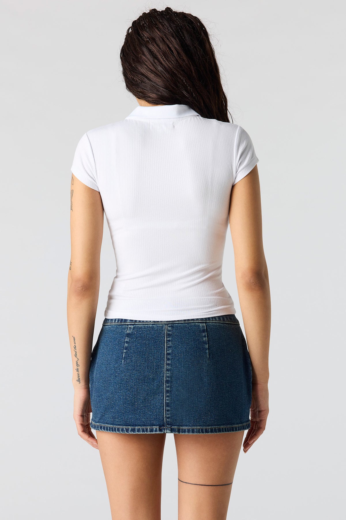 Alt View 2. Denim Low Rise Micro Skort - Midnight Blue