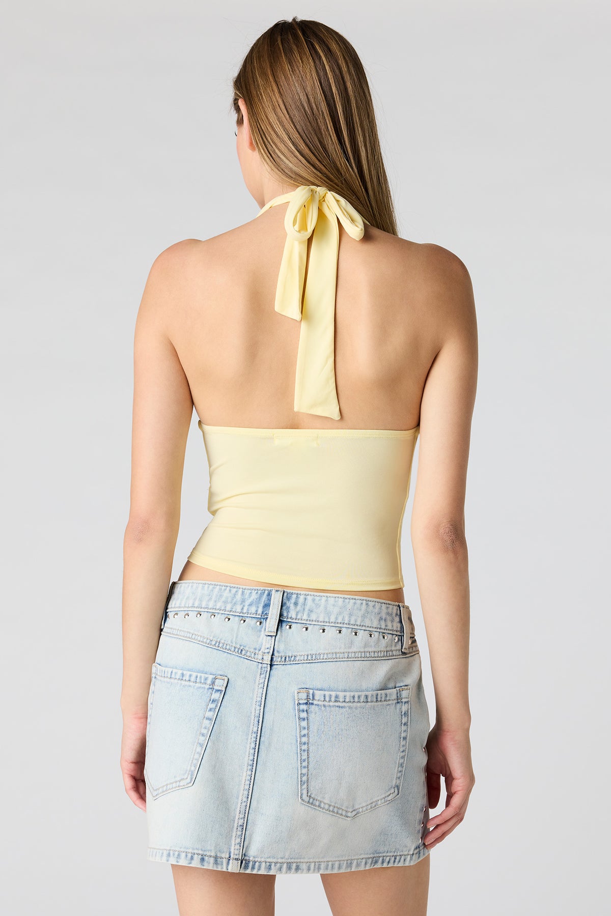 Alt View 2. Studded Denim Mini Skirt - Light Denim Blue