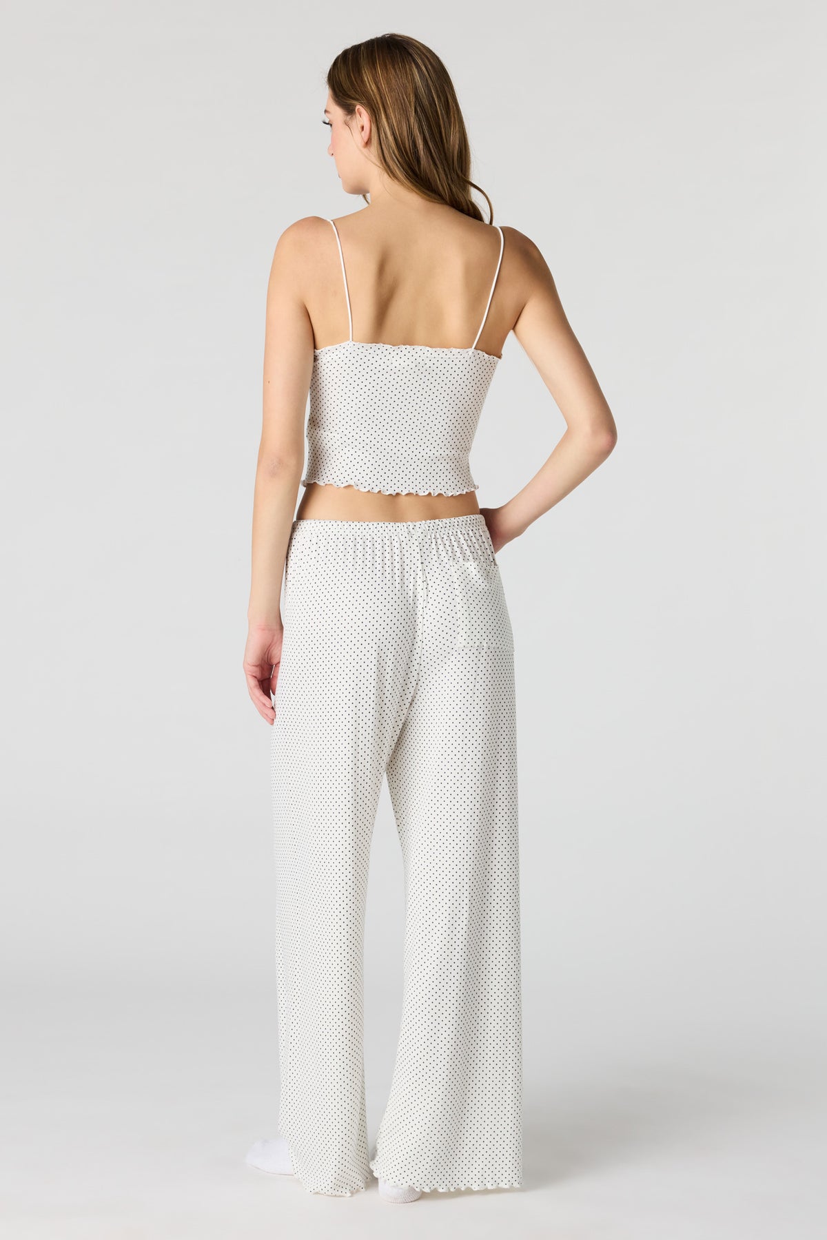 Alt View 4. Pointelle Tank & Pant Pajama Set - White