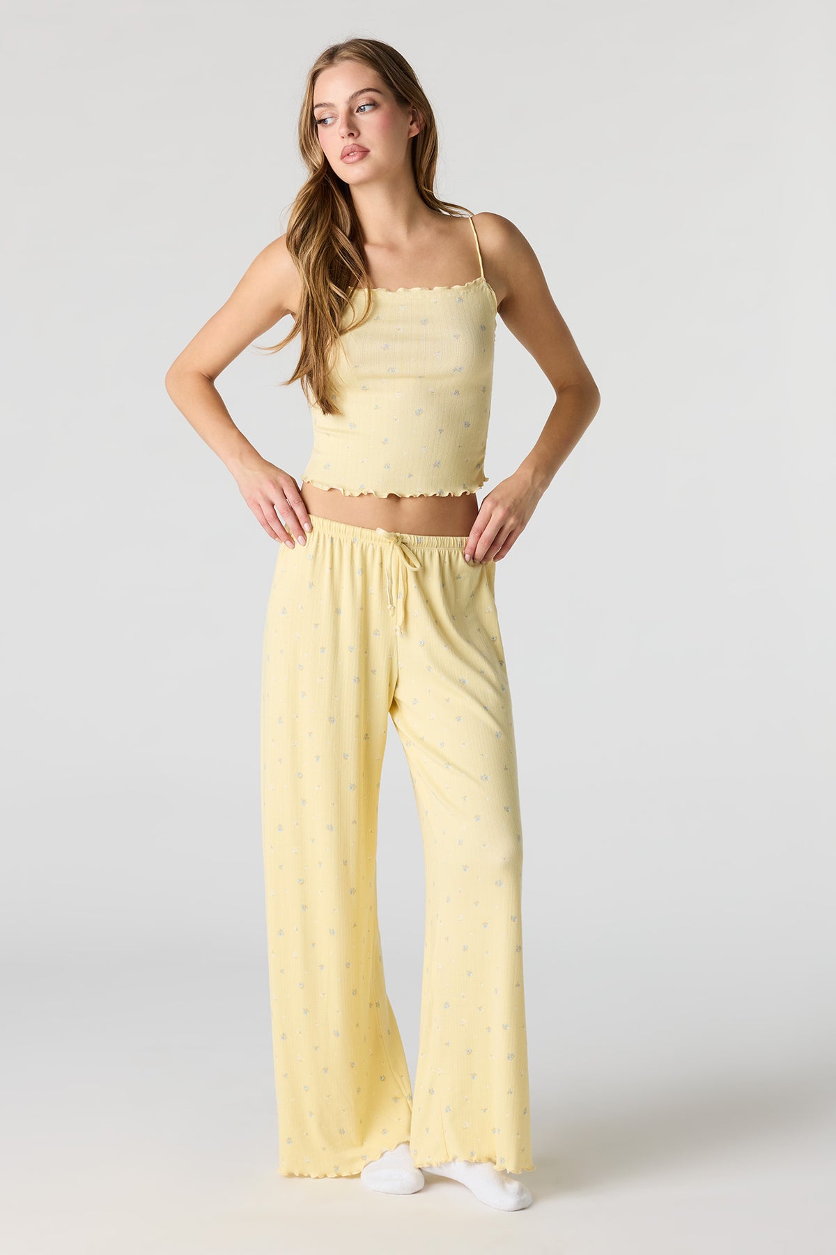 Alt View 5. Pointelle Tank & Pant Pajama Set - Yellow