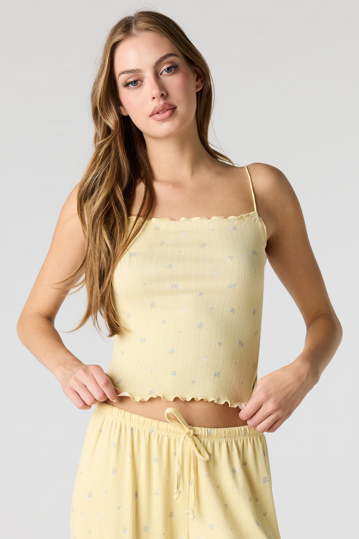 Alt View 2. Pointelle Tank & Pant Pajama Set - Yellow
