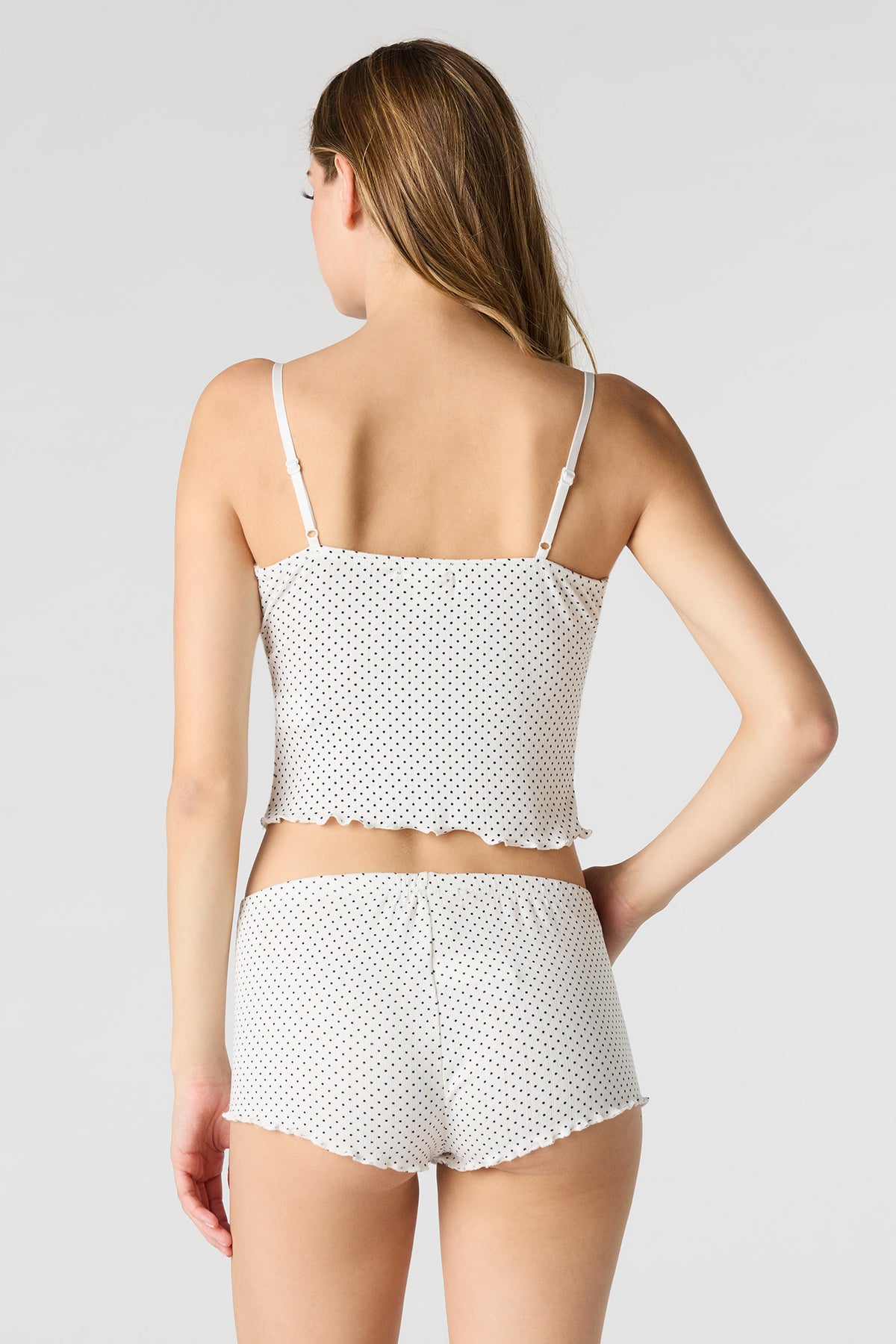 Alt View 2. Pointelle Tank & Short Pajama Set - White