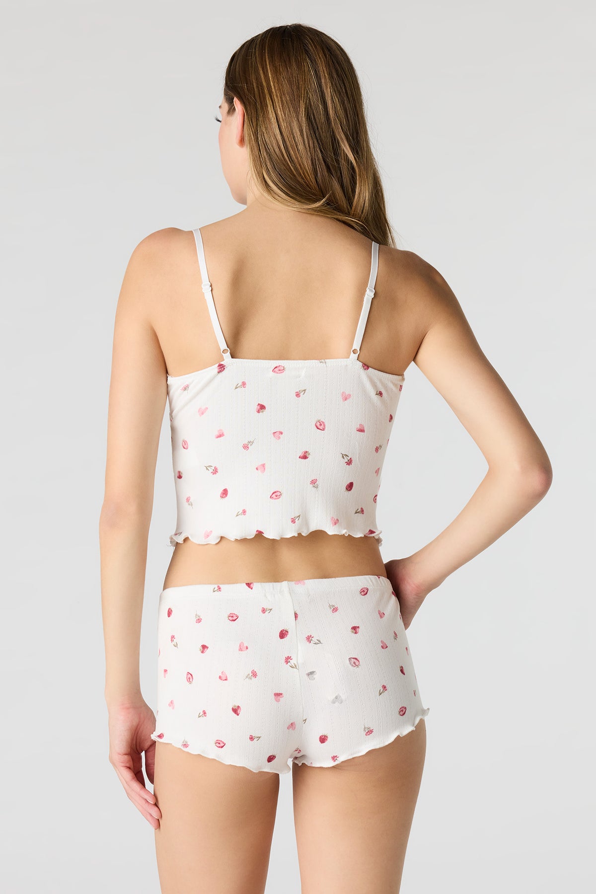 Alt View 2. Pointelle Tank & Short Pajama Set - Ivory
