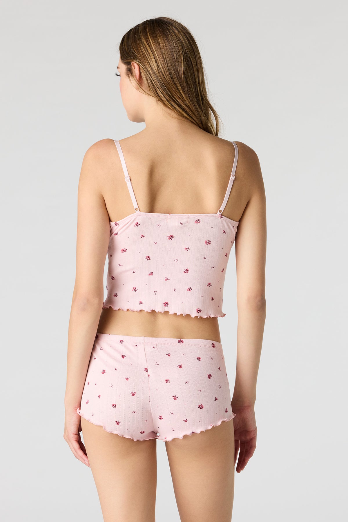 Alt View 2. Pointelle Tank & Short Pajama Set - Pink