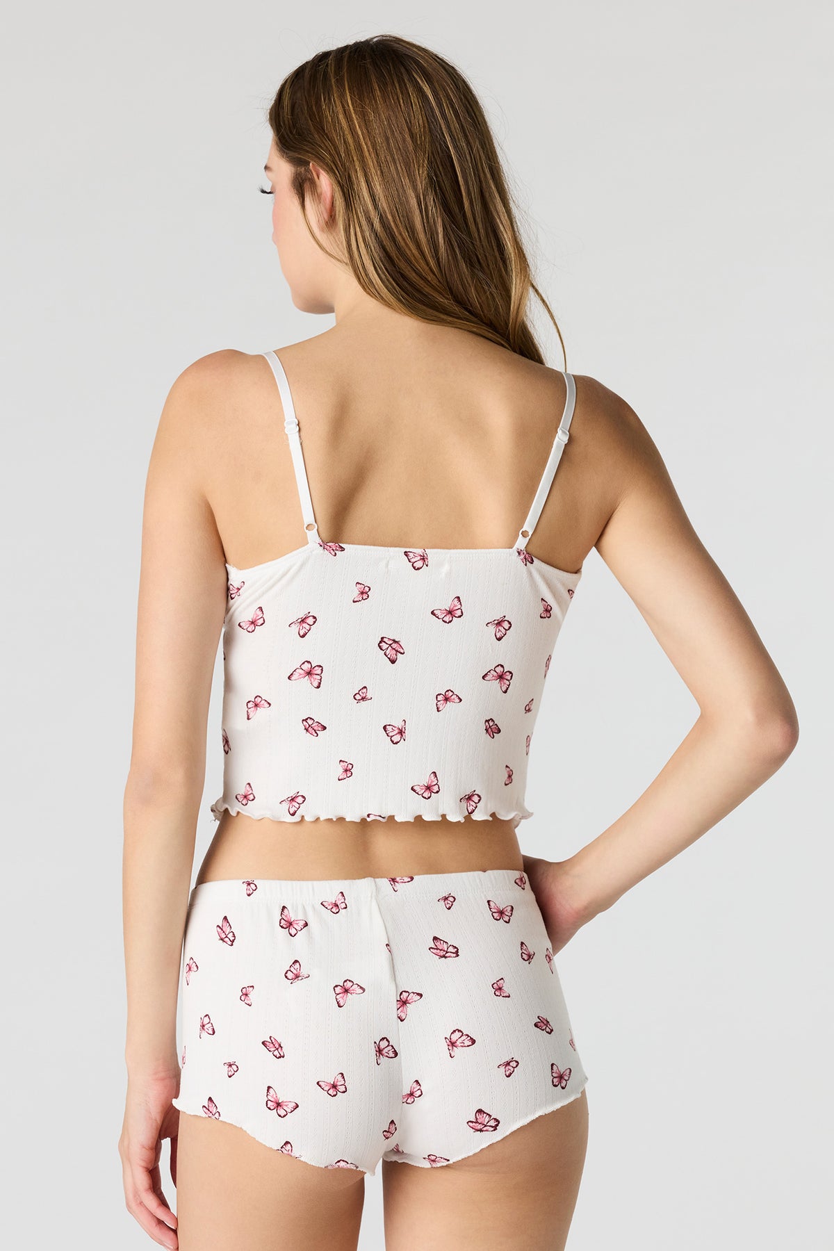 Alt View 2. Pointelle Tank & Short Pajama Set - Peach