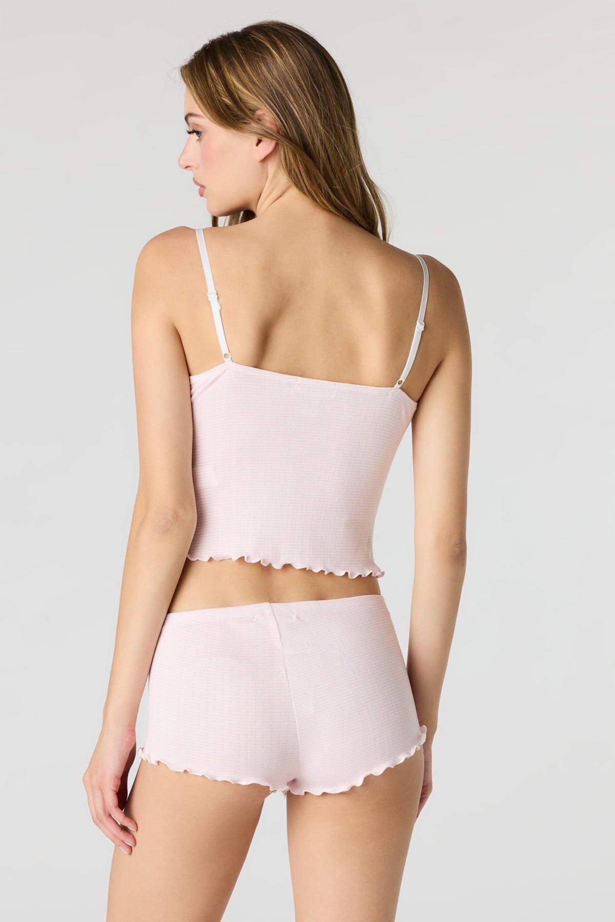Alt View 2. Pointelle Tank & Short Pajama Set - Light Pink